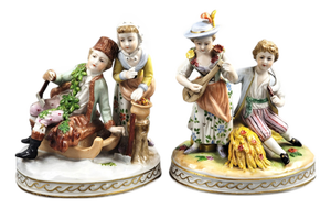 Porcelain Allegories for Summer and Winter, Four Seasons Series by Carl Thieme, Potschappel, 1902, Set of 2