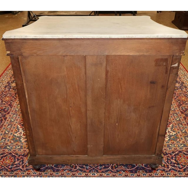 Brown Late 19th Century French Napoleon III Marble Top Inlaid Server Side Cabinet For Sale - Image 8 of 12