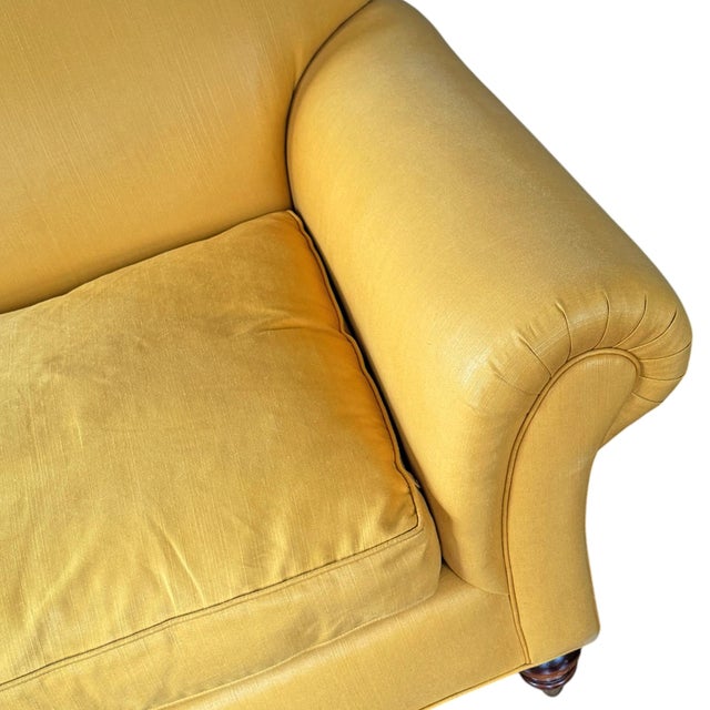 English Roll Arm Sofa With Waxed Linen Upholstery For Sale - Image 10 of 13