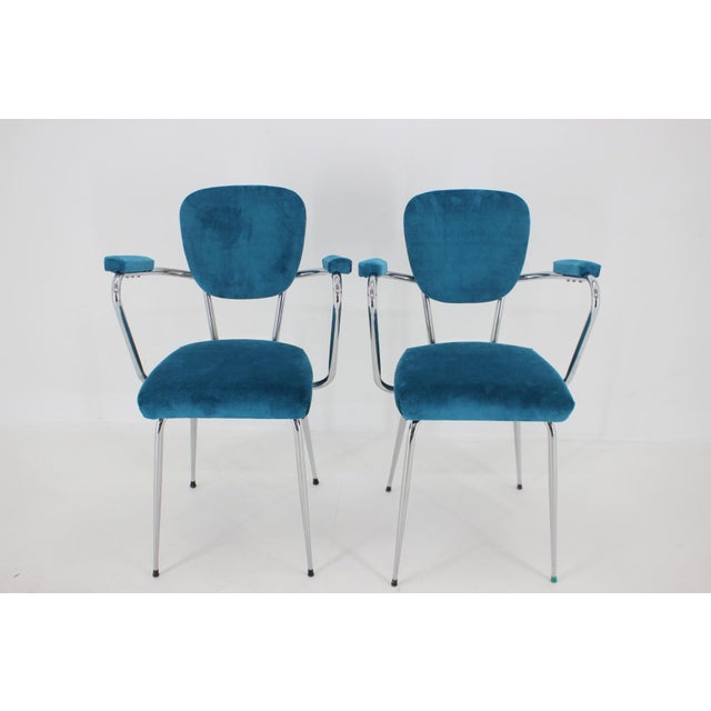 Set of Italian Armchairs in Corduroy, 1960s For Sale - Image 3 of 16