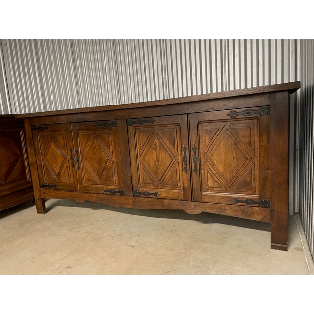 Vintage French Oak Brutalist Sideboard With Iron Hardware, 1970s For Sale - Image 11 of 12