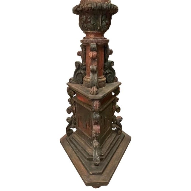 Early 20th Century Antique European Carved & Polychrome Wood Ecclesiastical Lectern With Ihs Christogram For Sale - Image 5 of 16