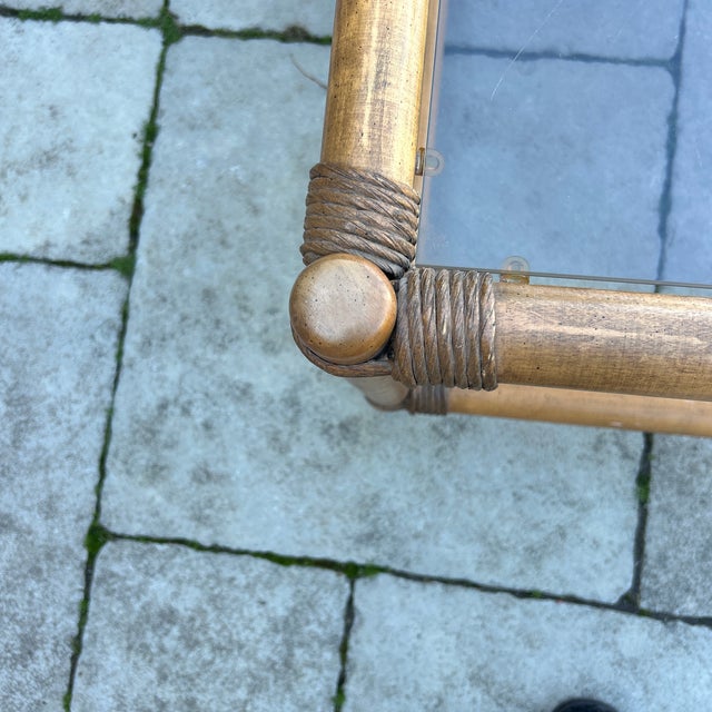 1960s Italian Style Bamboo and Glass End Tables For Sale - Image 4 of 5