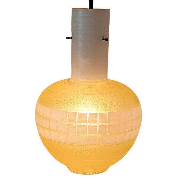 Vintage Yellow Glass Pendant Lamp, 1960s For Sale - Image 5 of 7