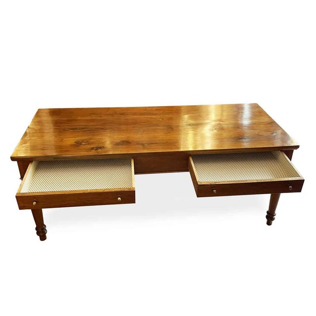 Wood Rectangular Walnut Dining Table with Drawers, 1800s For Sale - Image 7 of 10