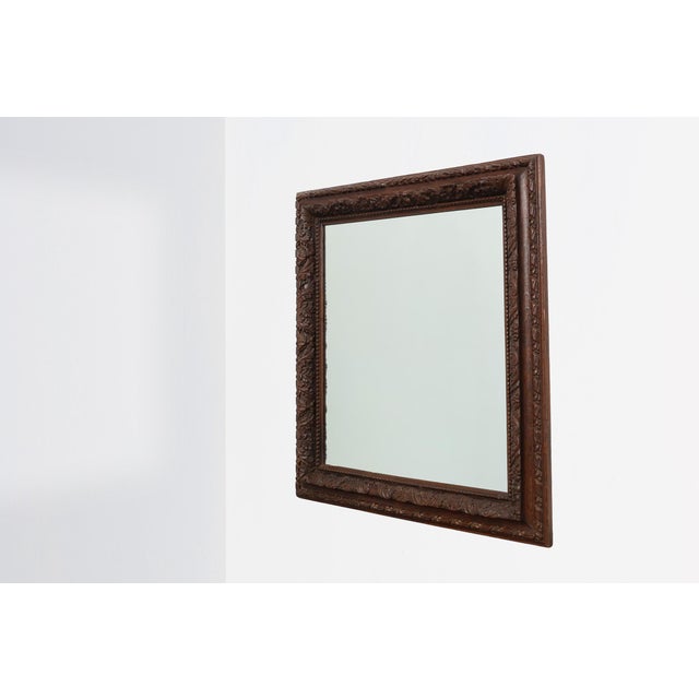 Large Antique French Carved Oak Mirror, 19th Century For Sale - Image 5 of 12