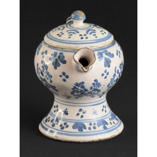 French Faience Blue and White Posset Pot, 1700s For Sale - Image 5 of 13