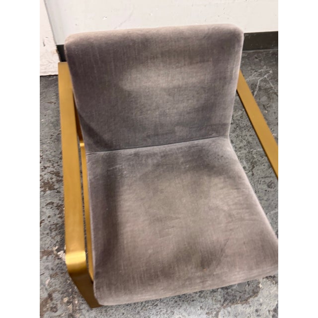 2010s Restoration Hardware Miles Velvet + Brass Arm Chair For Sale - Image 5 of 12