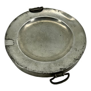 Early 19th Century English Pewter Heating Dish or Hall Keys Plate R I For Sale