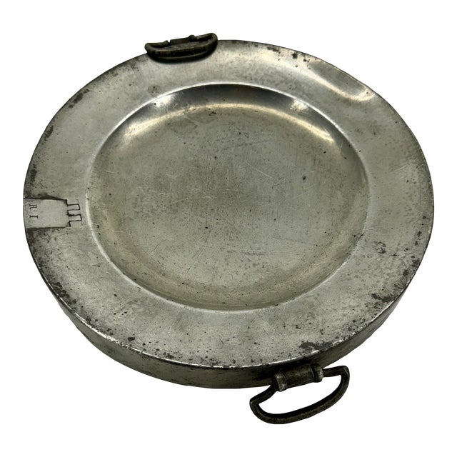 Early 19th Century English Pewter Heating Dish or Hall Keys Plate R I For Sale