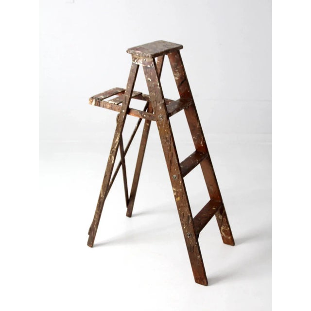 Vintage Painter's Wooden Folding Ladder For Sale - Image 10 of 13