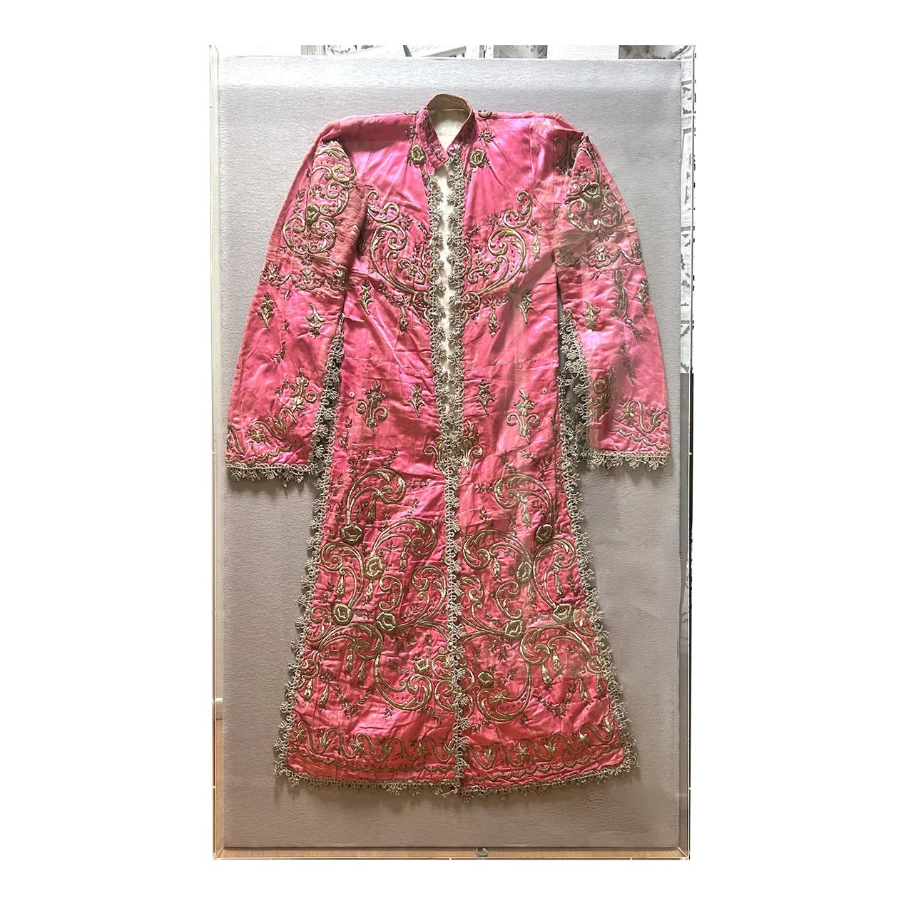19th Century Embroidered Silk Turkish Robe, Framed in Acrylic Shadow ...