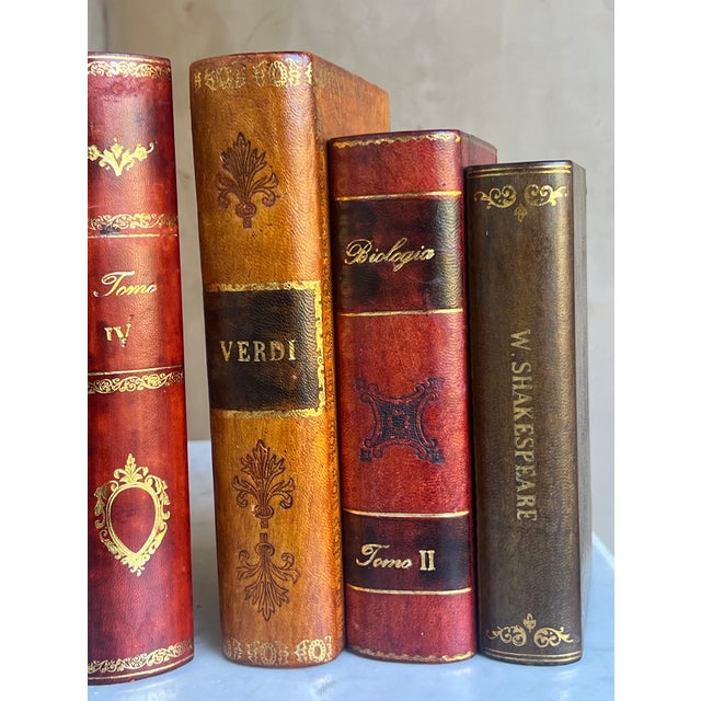 Vintage Italian Leather Bookends-Set of 2 For Sale - Image 4 of 13