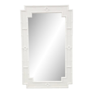 Mid Century Drexel Omega White Painted Faux Bamboo Mirror