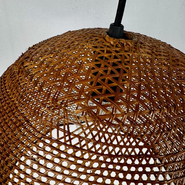 Mid-Century Modern Wicker Pendant Light, Italy, 1960s For Sale - Image 4 of 10