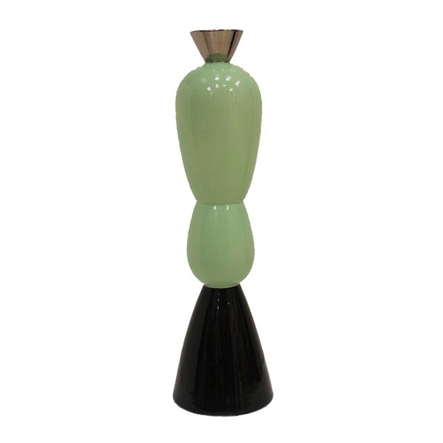 Ceramic Green/Black Totem by Alessandro Mendini, Italy, 1970s For Sale - Image 7 of 7