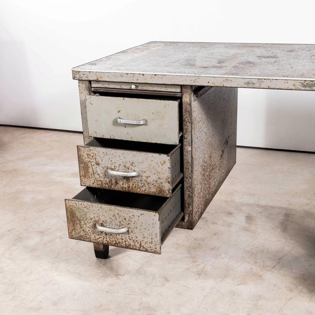 1950s Industrial Steel Double Drawer Desk, 1950s For Sale - Image 5 of 14