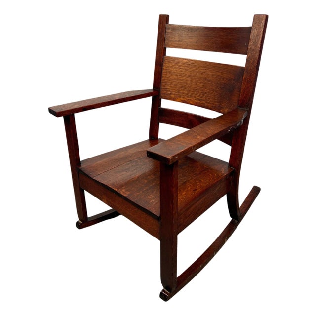 Mid 20th Century Mission Style Rocking Chair in Oak For Sale