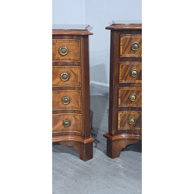 Serpentine Mahogany Bedside Lamp Chests of Drawers, 1920, Set of 2 For Sale - Image 6 of 11