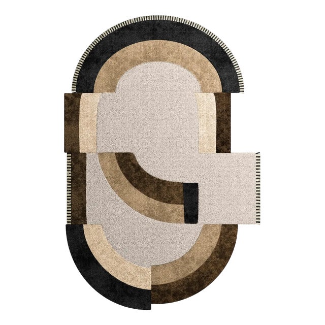 #060 Brown and Beige Rug by Tapis Studio for Hommés Studio For Sale