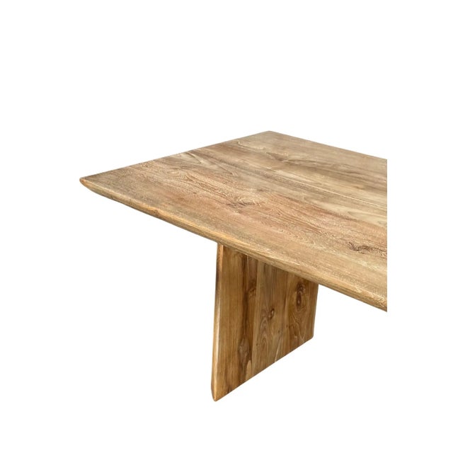 Large Teak Wood Table, Natural Finish, Hand-Crafted Modern Organic, Angled Edges For Sale - Image 11 of 12