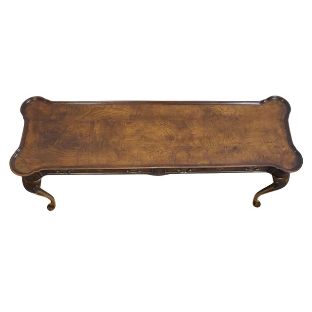 Hekman Furniture Hekman Furniture Burled Walnut Traditional Style 57" Accent Sofa Table W. Rounded Corners For Sale - Image 4 of 12