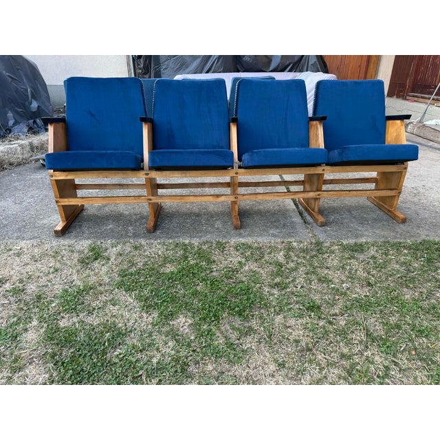 Mid-Century Modern Hungarian Cinema Four-Seater Bench, 1950s For Sale - Image 11 of 11