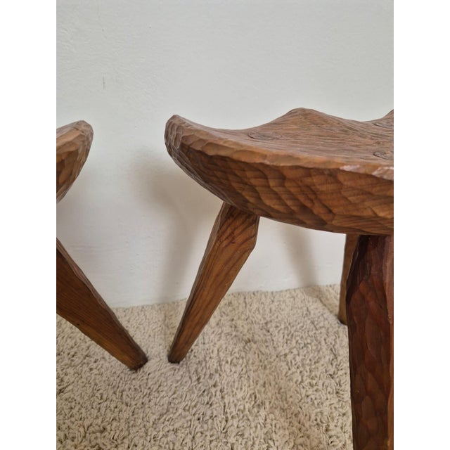 Rustic Stools in the style of Jean Touret, 1950s, Set of 4 For Sale - Image 12 of 18