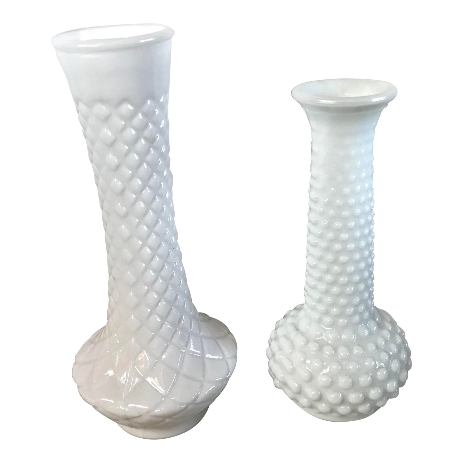 Vintage Milk Glass Bud Vase with Ridges and Pearls Home & Living Home
