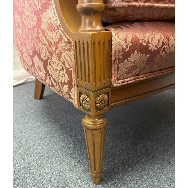 Wood Vintage 1960's Regency Style Fruitwood With Tufted Upholstery High Back Chairs- a Pair For Sale - Image 7 of 12