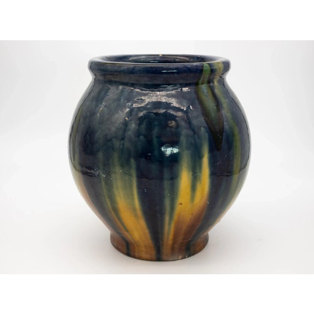 Ceramic 1970s Oversized Ceramic Vase With Blue & Cream Glaze For Sale - Image 7 of 7