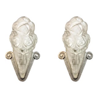 French Art Deco Wall Sconces Signed by Degue - a Pair For Sale