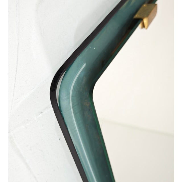 Mid-Century Modern Aquamarine Stained Glass Wall Mirror by Max Ingrand for Fontana Arte, 1950s For Sale - Image 4 of 18