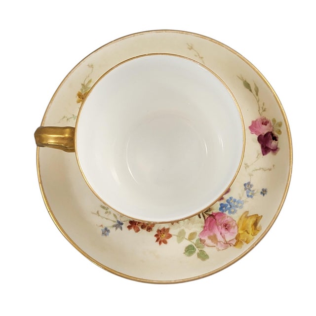 Blush Ivory Tea Service with Teapot, Cup and Saucer from Royal Worcester, 1893-1894, Set of 3 For Sale - Image 9 of 15