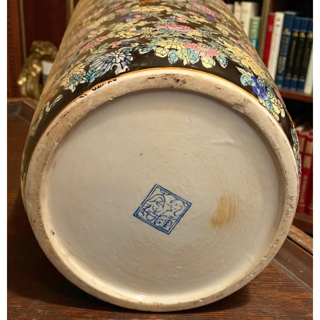 Late 19th Century 1890's Chinese Export Floral Palette Porcelain Umbrella/Stick Stand For Sale - Image 5 of 8