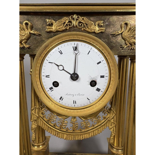 Traditional Bronze portico clock from the Empire period, 19th century For Sale - Image 3 of 10