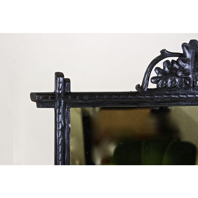 Rustic Austrian Black Forest Rustic Wall Mirror with Carved Oak Leaves, 1880 For Sale - Image 3 of 18