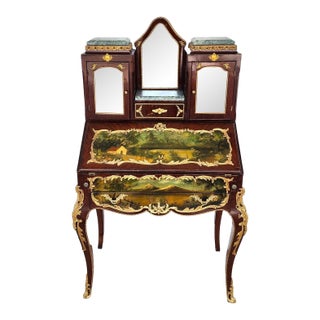 Antique Vernis Martin Style Louis XV French Secretaire Desk For Sale