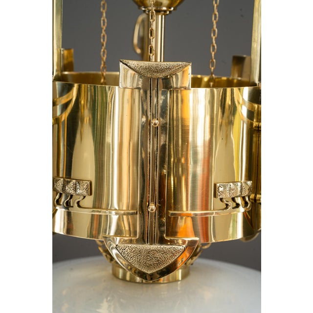 Art Deco Adjustable Chandelier with Opal Glass Shades, Vienna, 1920s For Sale - Image 12 of 18