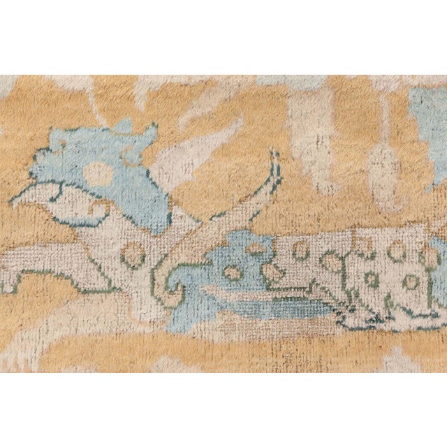 Textile Authentic Indian Animal Design, Orange, Handmade Wool Carpet For Sale - Image 7 of 11