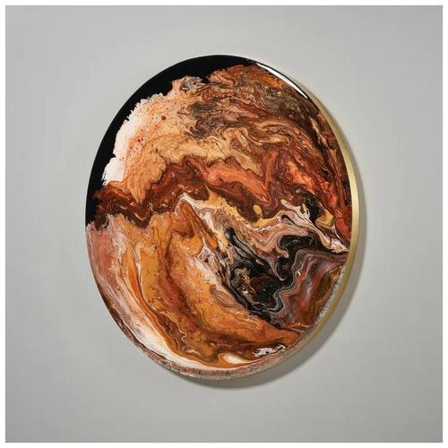 Afrique Small Wall Sculpture by Corine Vanvoorbergen Dimensions: Ø 20 cm Materials: Brass, wood, crystal glass & mixed...