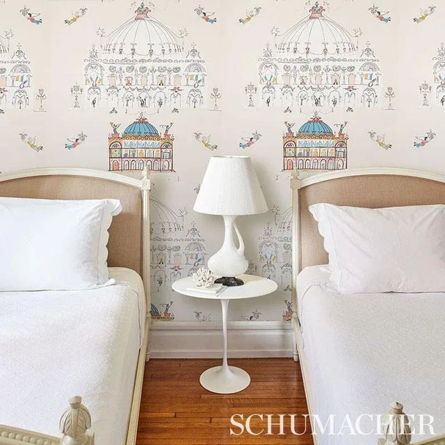 Illustration Sample - Schumacher Opera Wallpaper in Ivory For Sale - Image 3 of 4