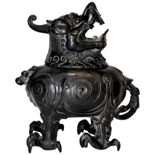 Black Bronze Incense Burner in Beast Form For Sale