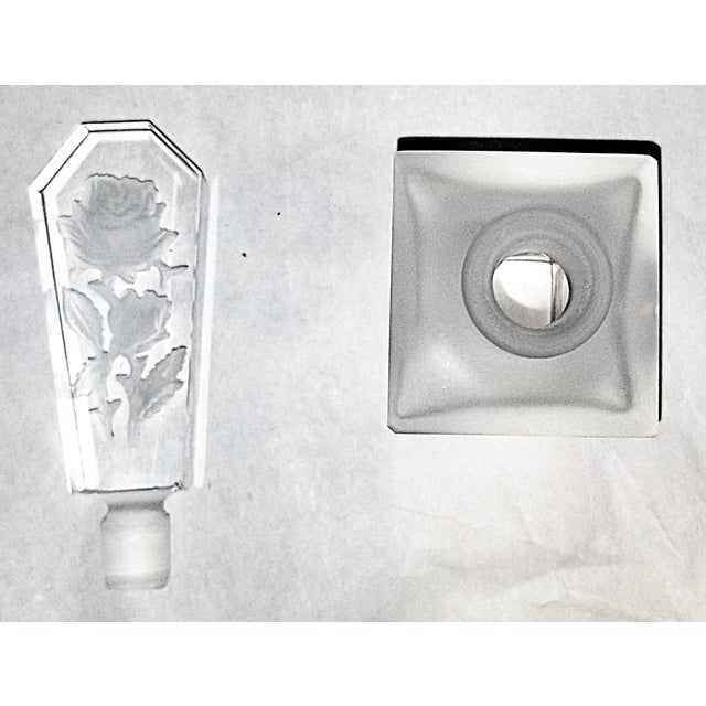 Etched Vintage Glass Perfume Bottle For Sale - Image 4 of 6