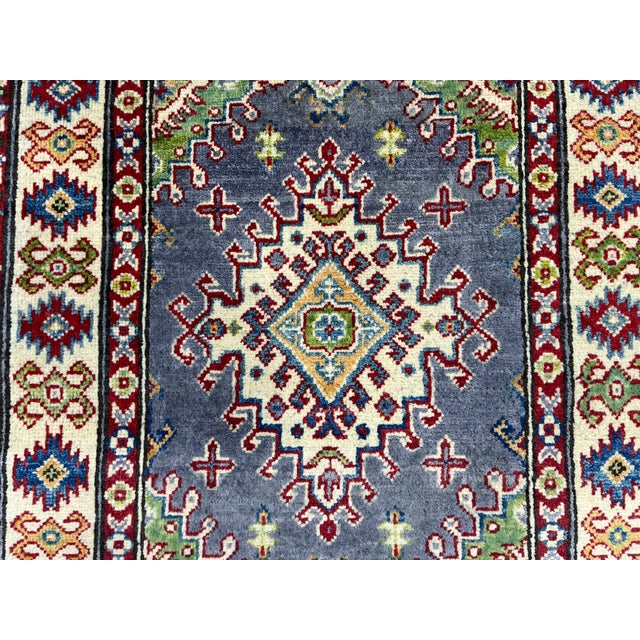 Gray and Beige Kazak-Style Tribal Runner Rug, 2'8" X 6'3" For Sale - Image 4 of 16