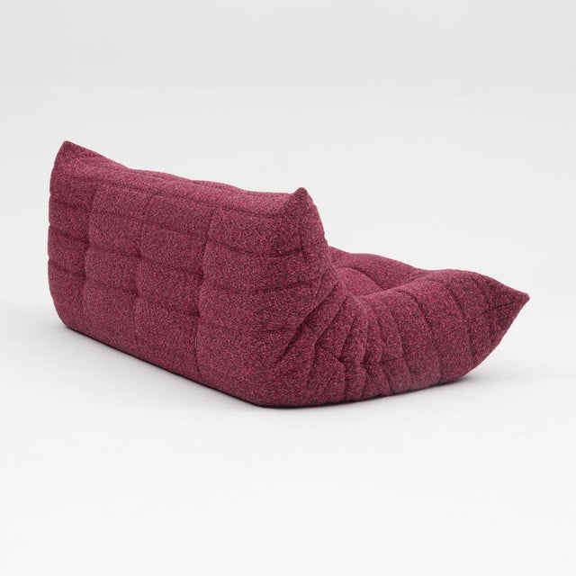 Togo Three-Seater Sofa in Burgundy Bouclet by Michel Ducaroy for Ligne Roset For Sale - Image 14 of 18