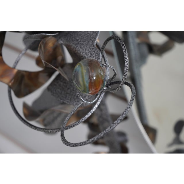 Metal Mid Century Style Abstract Art Deco Oval Wall Mirror For Sale - Image 7 of 8