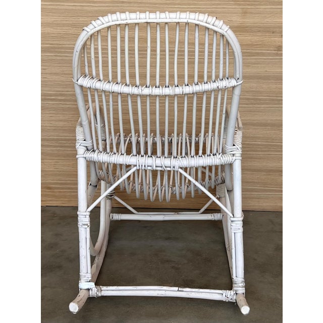 Midcentury White Bamboo Rocking Chairs in the Style of Franco Albini, Italy For Sale - Image 6 of 18