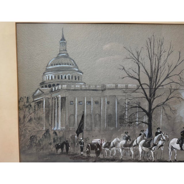 Vintage Original 1963 Mary Jo Waters JFK Presidential Funeral Acrylic Painting For Sale - Image 9 of 13