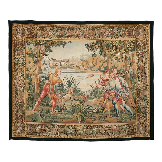 La Chasse en Foret Handwoven Tapestry - 160 X 198 Cm (5'3" X 6'6") - Requires Rod Size 5 For Sale